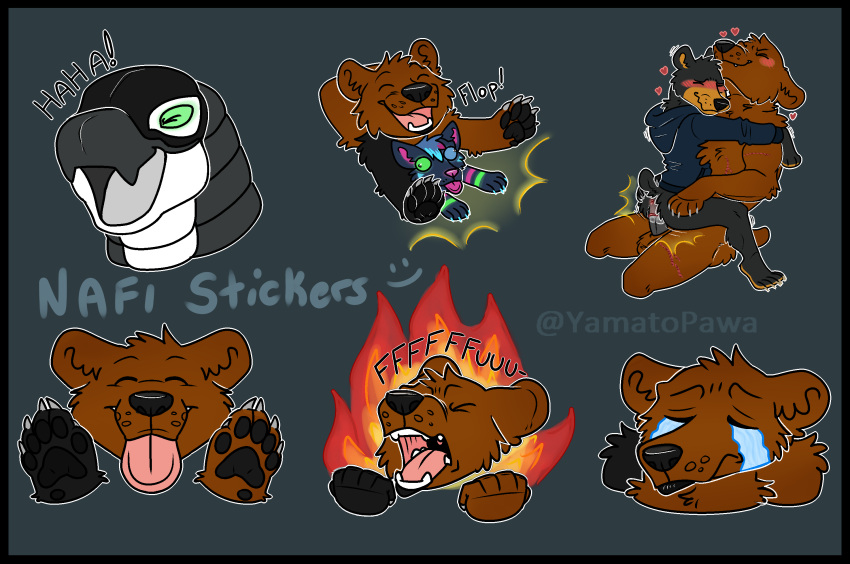 angry black_bear bodily_fluids brown_bear canid canine canis domestic_dog duo emotes hi_res male male/male mammal nafeon orvario_(nafithebear) ritzga sex solo synth_(vader-san) tears telegram_stickers tongue ursid ursine waterfall_tears yamatopawa