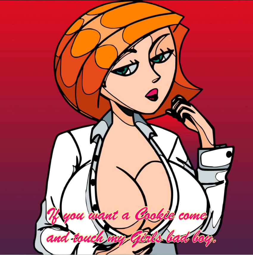 ann_possible breasts disney disney_channel green_eyes huge_breasts kim_possible orange_hair sassypauline white_coat