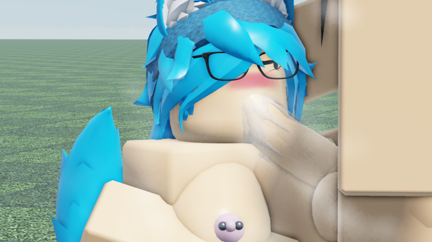 3d artist_request beanie blowjob cat_ears glasses jessy_(oc) roblox robloxian source_request tagme