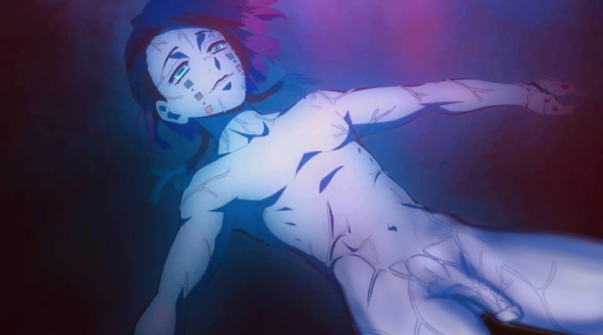 demon_slayer dick edit enmu kimetsu_no_yaiba male male_only multicolored_hair nude nude_male penis penis_out spread_legs uncensored