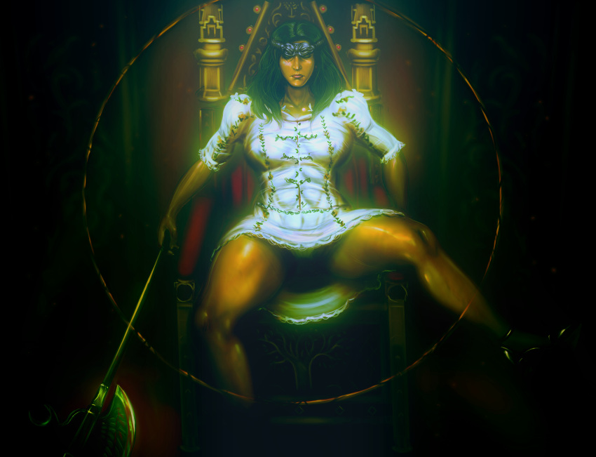 1girls alternate_version_available art_jaguar big_breasts dark-skinned_female elden_ring female female_only fromsoftware jaguarart muscular_female nepheli_loux painting_(artwork) thick_thighs