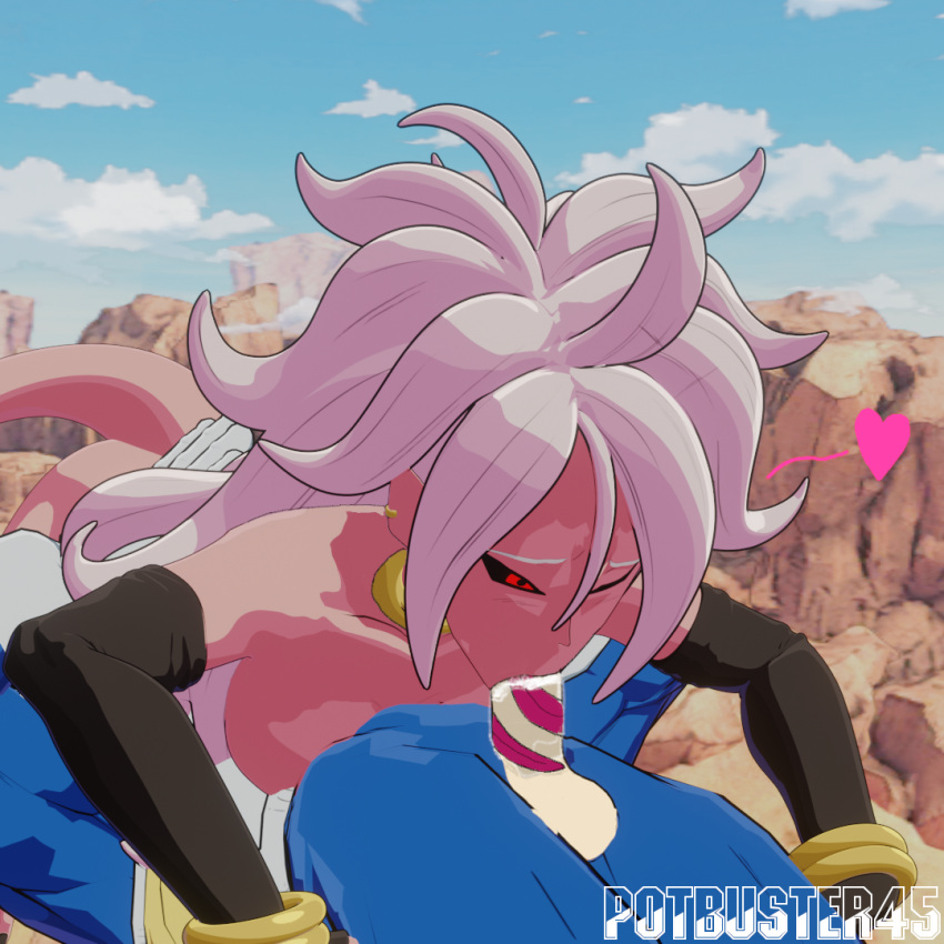 1boy 3d 69 69_position android_21 balls cum cum_in_mouth cum_inside dragon_ball dragon_ball_fighterz dragon_ball_z fellatio female majin_android_21 male nude_female partially_nude_male penis pink_skin potbuster45 red_eyes straight tail testicles tongue tongue_wrap vegeta