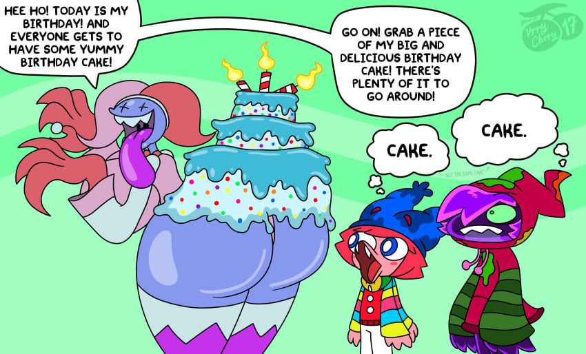 4_fingers big_ass birthday_cake blue_skin bowtie breasts_bigger_than_head bubble_butt cake_on_ass claws clown clown_costume clown_girl crntight_clothing fanart huge_ass humanoid jester_hat labba’s_secret_circus labba_the_clown large_breasts leotard non-human pink_clothing pink_thighhighs pink_tongue poggers red_gloves sharp_teeth tagme thick_thighs thighhighs tight_clothing tongue_out unusual_eyes vrrychrry17