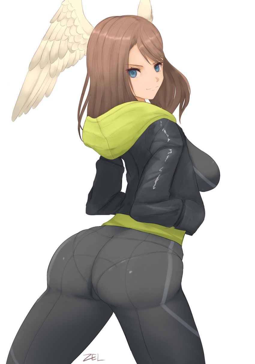 1girls ass big_breasts big_butt black_pants blue_eyes bottomwear breasts brown_hair bubble_butt busty butt butt_focus clothing confident eunie_(xenoblade) fat_ass female female_only hair high_entia huge_butt jacket large_breasts looking_at_viewer panties_visible_through_clothing pants pantylines sensual sideboob smile solo solo_female thighs topwear voluptuous walking xenoblade_(series) xenoblade_chronicles_3 zelc-face