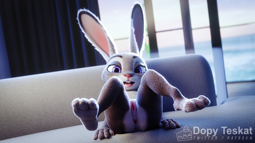 2022 3d_(artwork) 4_fingers anthro anus ass bedroom_eyes digital_media_(artwork) disney dopyteskat feet female fingers flat_chest fur genitals grey_body grey_fur hi_res inside judy_hopps lagomorph leporid looking_at_viewer mammal narrowed_eyes nude open_mouth purple_eyes pussy rabbit sashacakes seductive signature solo zootopia