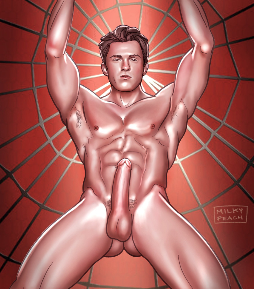 1boy actor boner celebrity erect_penis erection hard_on human human_only light-skinned_male light_skin looking_at_viewer male male_only marvel marvel_cinematic_universe milkypeach232 muscular muscular_male nude nude_male peter_parker solo solo_male spider-man spider-man_(series) spider-man_(tom_holland) tom_holland