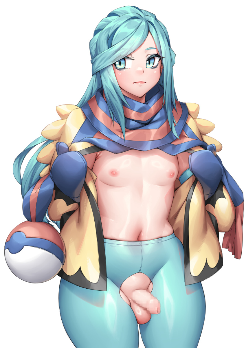 1boy armpit_crease armpits balls balls_out belly belly_button blue_eyes blue_hair breasts breasts_out censored crossdressing crossdressing_male exposed_breasts femboy feminine_male feminized_young_males flat_chest flat_chested game_freak girly gloves grusha_(pokemon) hips horny human human_only leggings light_blue_hair male male_only mosaic_censoring naidong navel nintendo nipples penis pokemon pokemon_(game) pokemon_sv scarf shirtless small_breasts solo solo_male testicles thick thick_thighs thighs torn_clothes torn_pants tummy twink uncircumcised uncut wide_hips