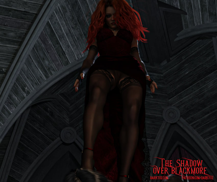 1girls 3d bondage crush crushing darktoz domination dominatrix female femdom high_heels human human_only light-skinned_female light_skin lingerie red_hair samantha_(tsob) stockings the_shadow_over_blackmore trample trampling