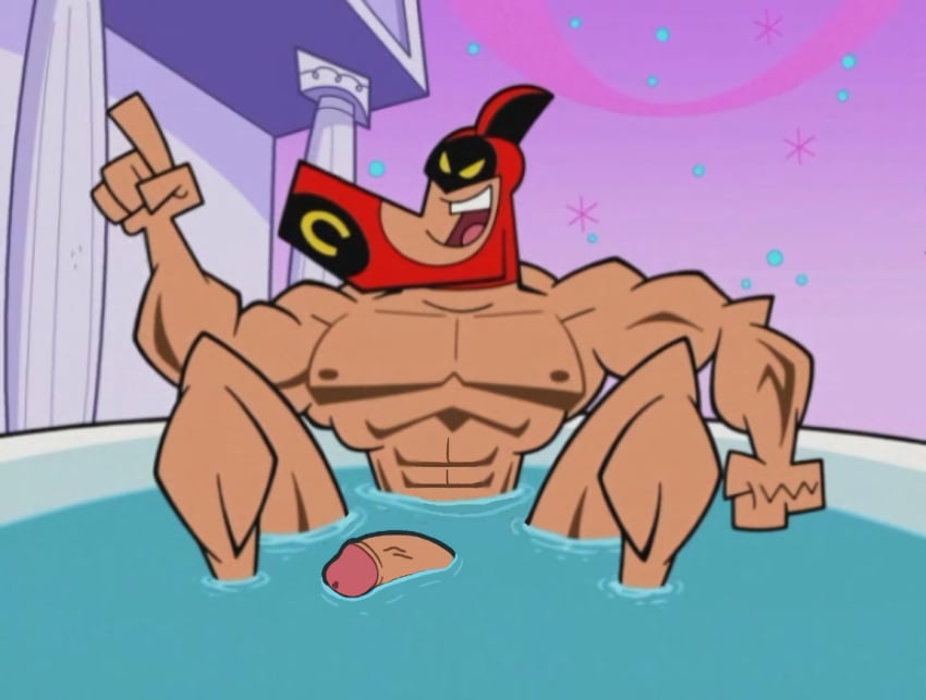 balls bath bathtub crimson_chin edit edited erection genitals male male_only mask penis retracted_foreskin rubber_duck screencap screenshot screenshot_edit solo straight_hair the_fairly_oddparents uncut unknown_artist