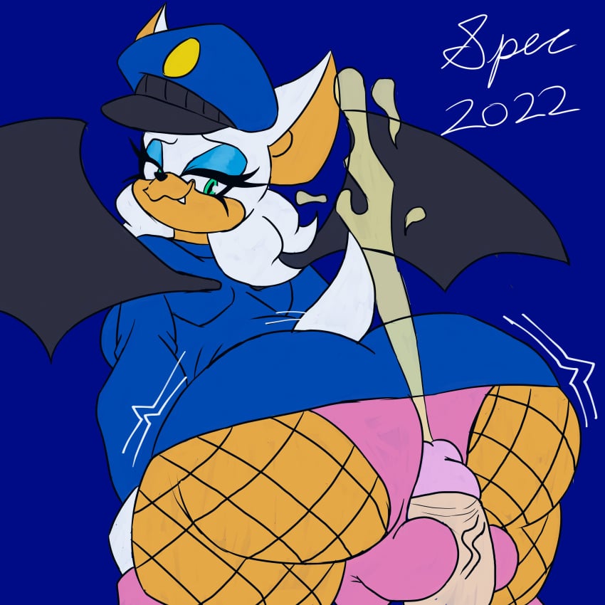 1futa balljob balls big_ass big_penis bulge cameltail cop_outfit cum disembodied_penis erection fishnets futanari male_on_futa male_pov panties partially_clothed penis penis_in_panties police police_uniform pov rouge_the_bat skirt smirking sonic_(series) specnsfw underwear upskirt