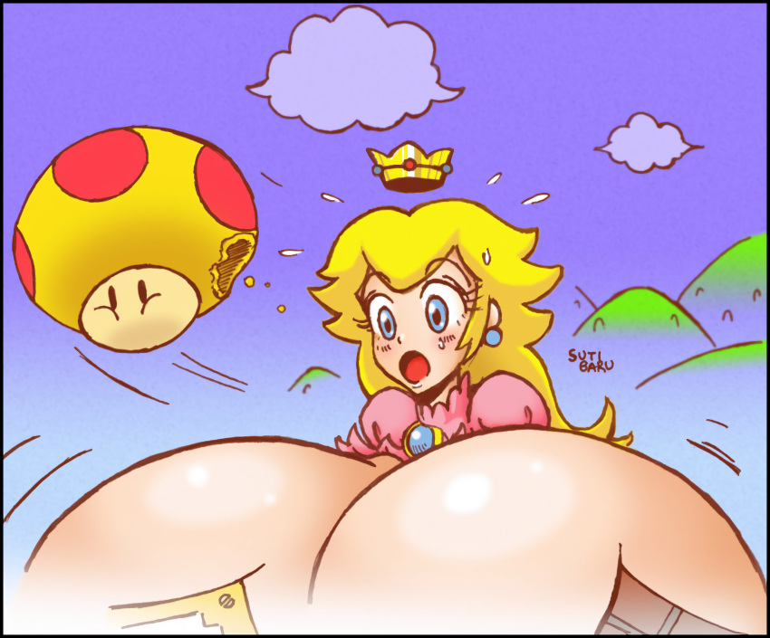 1girls 2022 alternate_version_available blush breast_expansion breasts_bigger_than_head breasts_bigger_than_torso eating enormous_breasts gigantic_breasts growth huge_breasts hyper hyper_breasts long_hair mario_(series) massive_breasts mega_mushroom mushroom nintendo princess_peach shocked super_mario_bros. sutibaru tagme