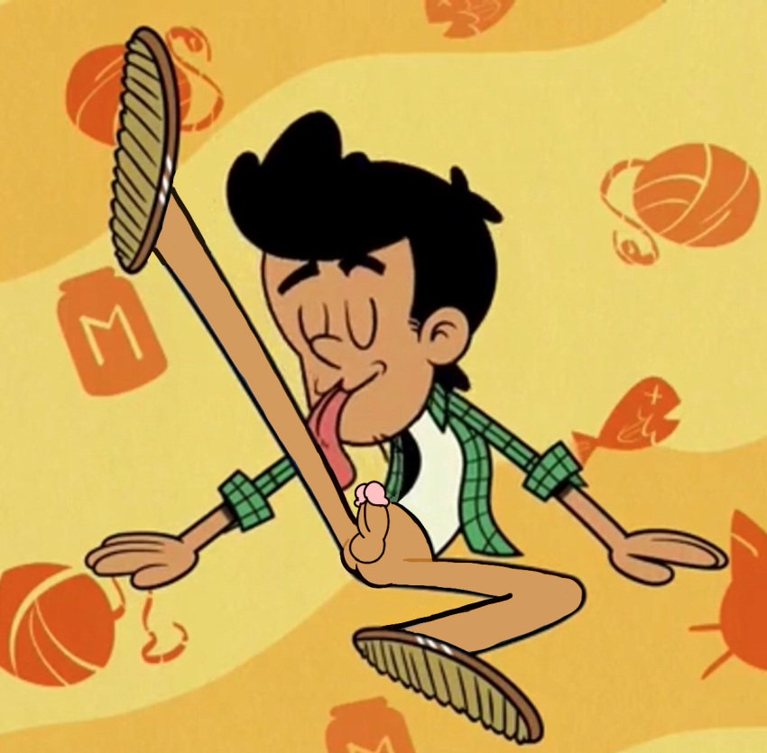 balls bobby_santiago circumcised edit edited erection genitals licking licking_leg male male_only mexican one_ball penis screenshot screenshot_edit small_penis straight_hair the_casagrandes the_loud_house unknown_artist