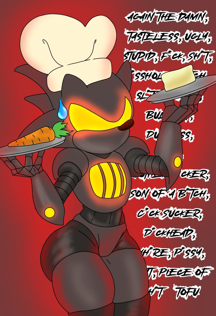 1robot big_ass carrot chef_hat english_text fnf friday_night_funkin furnace furnace_sonic furnass meme profanity robot robot_humanoid sonic_(series) sonic_the_hedgehog_(series) starved_eggman sweatdrop text thick