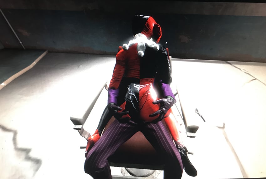 1boy 1girls 3d ass batman:_arkham_knight batman_(series) clothed clown clown_girl dc dc_comics female_focus female_on_top grabbing_ass harley_quinn harley_quinn_(arkham) harley_quinn_(arkham_knight) harley_quinn_(classic) joker kissing male male/female mortal_kombat mortal_kombat_11 older_male perspective sfm the_joker