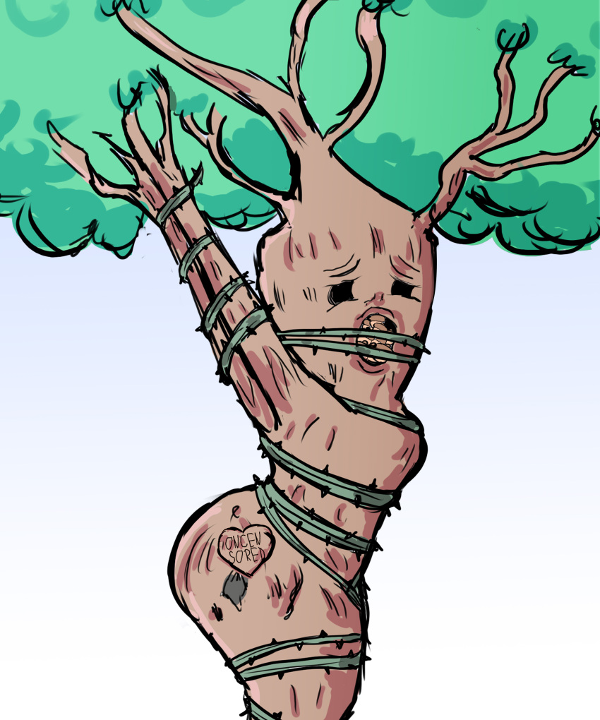 bdsm bondage nature oncensored oncensored_(artist) tied_up tree