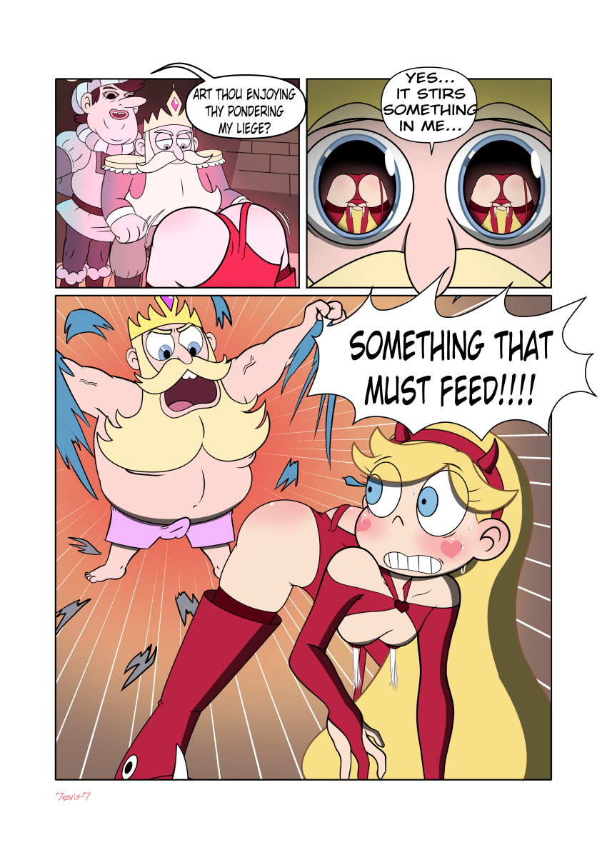 a_star_is_porn_(comic) anus_focus anus_visible_through_clothes ass ass_focus bare_hips beard blonde_hair blue_eyes blush boots bubble_butt comic comic_page crown cute_face disney disney_channel disney_xd embarrassed embarrassed_female english_text exposed_anus female hairband hips legs leotard long_boots long_hair looking_back nervous open_mouth pettanko presenting_anus presenting_ass red_hairband red_leotard river_johansen seductive shocked shocked_eyes shocked_face small_breasts smile speech_bubble star_butterfly star_vs_the_forces_of_evil stripping tail teenage teenage_girl teenager teeth tight_clothes travis-t_(artists)