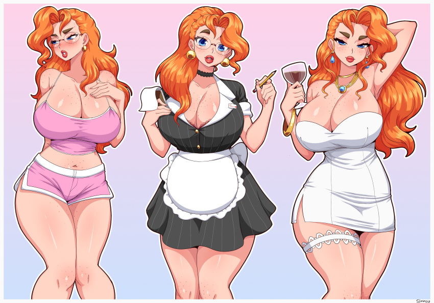 alexa_stanworth alternate_outfit big_breasts breasts breasts_bigger_than_head busty curvy female orange_hair redhead simmsy tagme