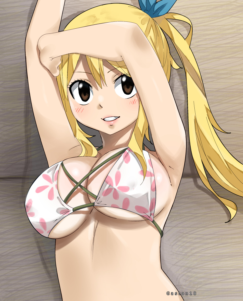 big_breasts bikini fairy_tail gaston18 lucy_heartfilia