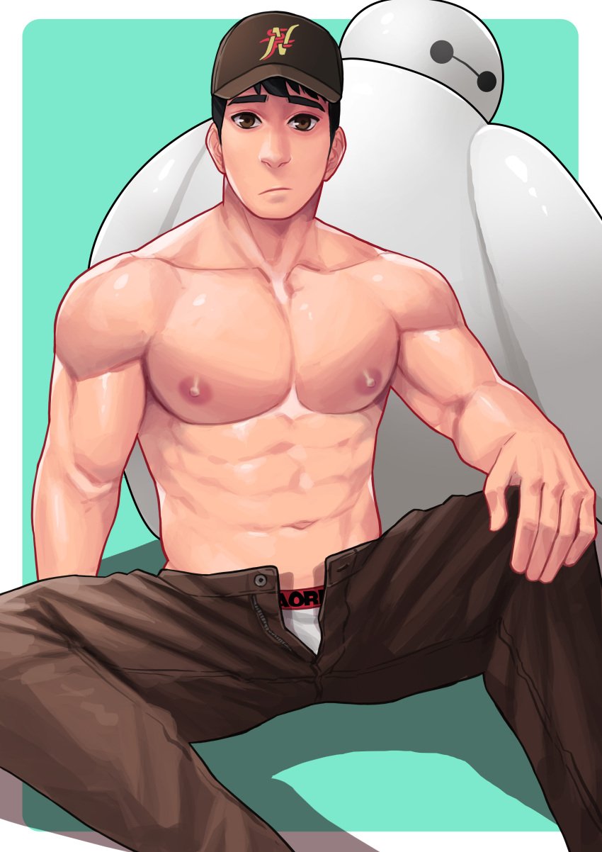 abs baymax big_hero_6 black_hair brown_eyes disney male_only maorenc marvel solo_male tadashi_hamada