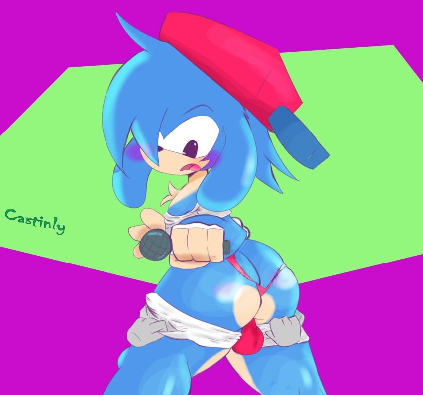 anthro ass_focus balls big_ass big_butt blue_fur blush boyfriend_(friday_night_funkin) bulge castinly curvy encore_boyfriend_(friday_night_funkin) exposed_ass femboy femboyfriend friday_night_funkin friday_night_funkin_mod furry girly harassment mobian_(species) rape sega sonic_(series) sonic_the_hedgehog_(series) thick_ass thick_thighs underwear wide_hips