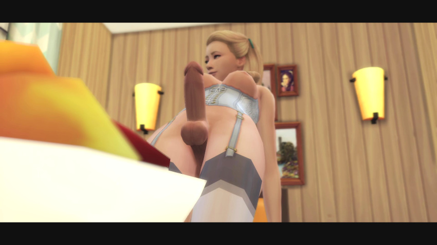 0777art 1futa 3d barbara_bloom blonde_hair blue_eyes futa_only futanari on_table self_upload sims4 smile solo solo_futa the_sims_4 white_lingerie