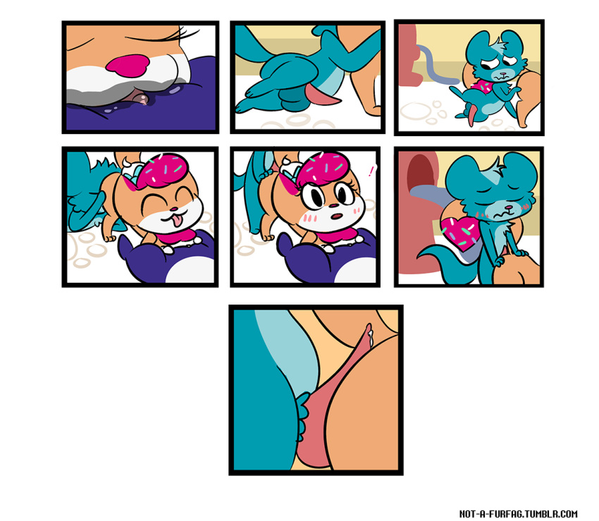 anthro anthro_on_anthro balls bisexual blush bodily_fluids comic cunnilingus domestic_cat erection felid feline felis female female/female genital_fluids genitals giant_panda group hasbro herpestid hot_dogging littlest_pet_shop male male/female mammal mongoose not_a_furfag oral penny_ling precum pussy pussy_juice sex sugar_sprinkles sunil_nevla trio ursid vaginal_penetration