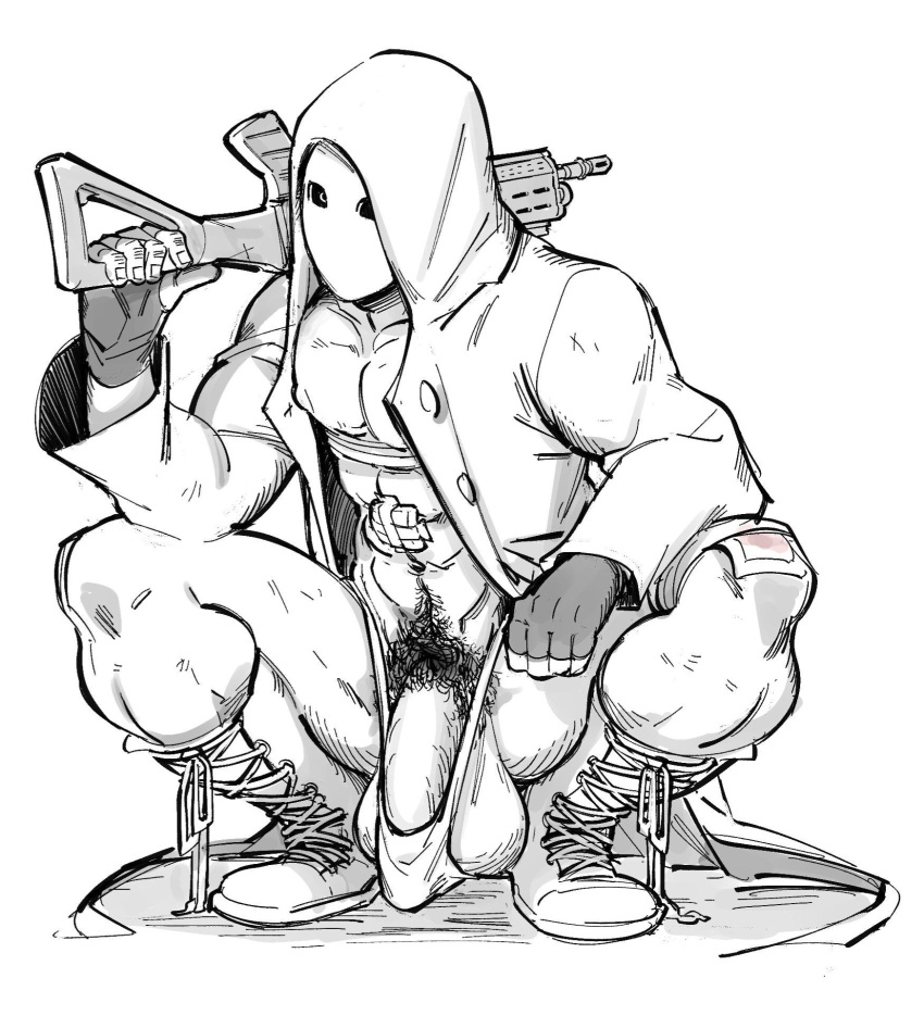 alpha_male balls big_balls big_penis cocky firearm gay gun male male_only manly mask masked masked_male monochrome mskah muscles muscular penis rainbow_six rainbow_six_siege sketch solo solo_male spread_legs squatting white_mask white_mask_(rainbow_six)