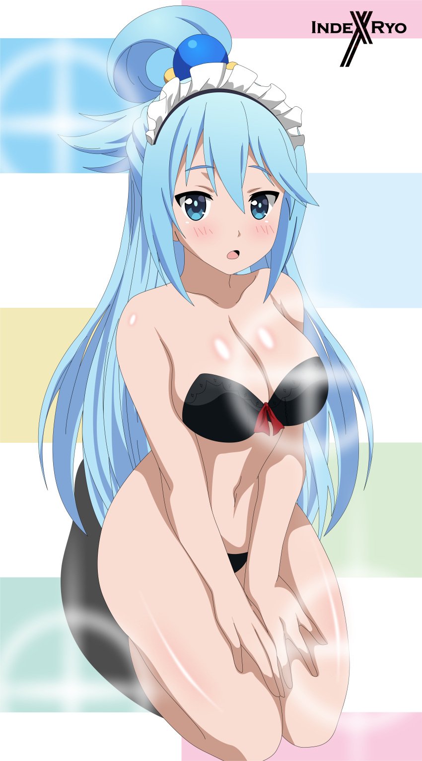 1girls aqua_(konosuba) big_breasts blue_eyes blue_hair breasts high_resolution indexryo kono_subarashii_sekai_ni_shukufuku_wo! looking_at_viewer nipples nude paipan smile solo standing uncensored uncensored_vagina vagina very_high_resolution