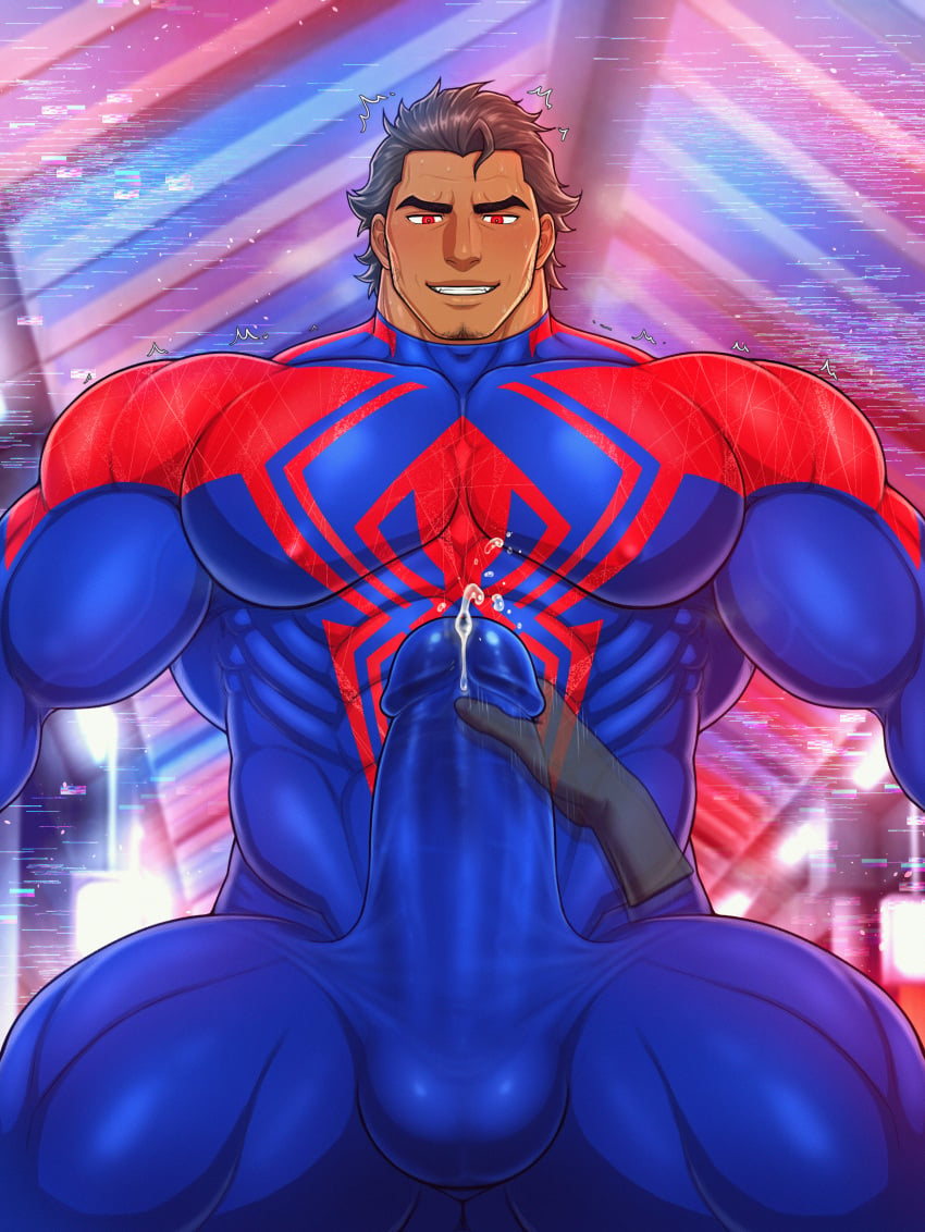 bara big_bulge bulge clothing erection_under_clothes male male_only marvel miguel_o'hara muscular_male penis_outline spider-man spider-man:_across_the_spider-verse spider-man_(series) spider-man_2099 tight_clothing toto_(artist)