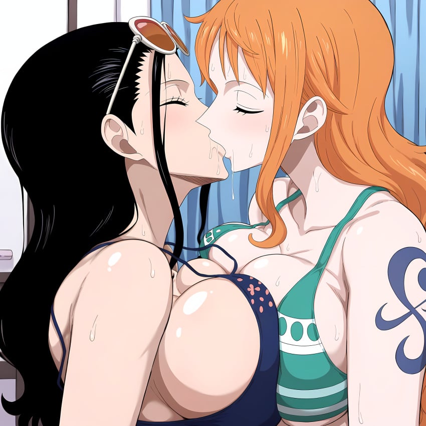 ai_generated female female_only nami_(one_piece) nico_robin one_piece one_piece_girls yuri