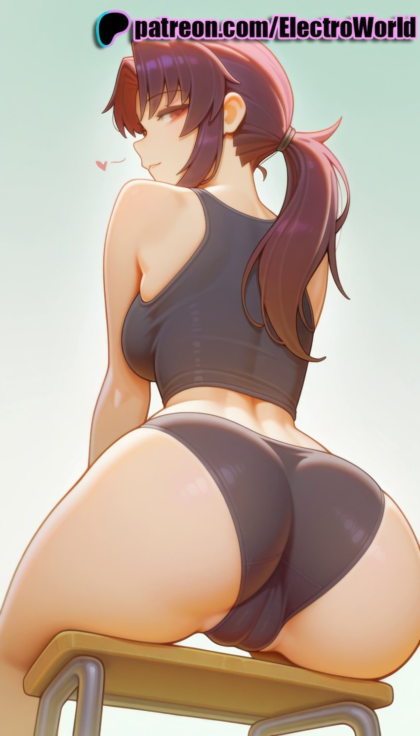 1girls ai_generated ass ass_focus back black_lagoon blush breasts camel_toe cameltoe curvaceous curvaceous_body curvaceous_female curvaceous_figure electroworld female female_focus female_only highres inviting_to_sex looking_back panties pleasure_face pleasured_female pov revy seductive seductive_female seductive_look seductive_pose shiny_skin sitting solo solo_female solo_focus sweat sweatdrop sweaty_body trembling trembling_for_pleasure uncensored voluptuous voluptuous_female wet