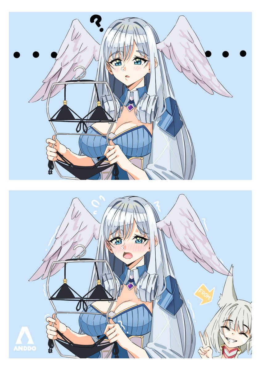 2d 2koma bikini black_bikini embarrassed girls_reacting_to_bikini_(meme) holding_clothes_hanger i_am_anddo looking_at_object looking_at_viewer melia_antiqua meme nia_(xenoblade) xenoblade_(series) xenoblade_chronicles_3