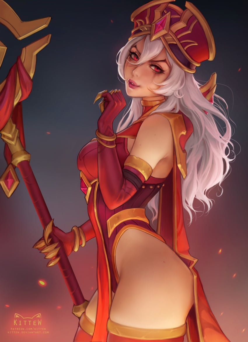 1girls absurd_res big_breasts biting_lip breasts cape cleavage female female_only hi_res hips human human_(world_of_warcraft) kittew leotard long_hair looking_at_viewer priest_(warcraft) priestess red_clothes red_clothing red_eyes sally_whitemane scarlet_crusade smiling smiling_at_viewer solo staff stockings thighhighs white_hair wide_hips world_of_warcraft wow