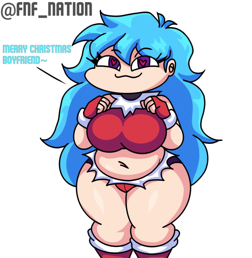 :3 christmas christmas_clothing christmas_outfit chubby chubby_belly chubby_female female female_only fnf fnf_mods friday_night_funkin_mod girl girl_only heart-shaped_pupils heart_eyes huge_ass huge_breasts huge_butt light-skinned_female light_skin panties skyblue skyblue_(friday_night_funkin) skyverse smooth_skin taker_pov thick_thighs thighs