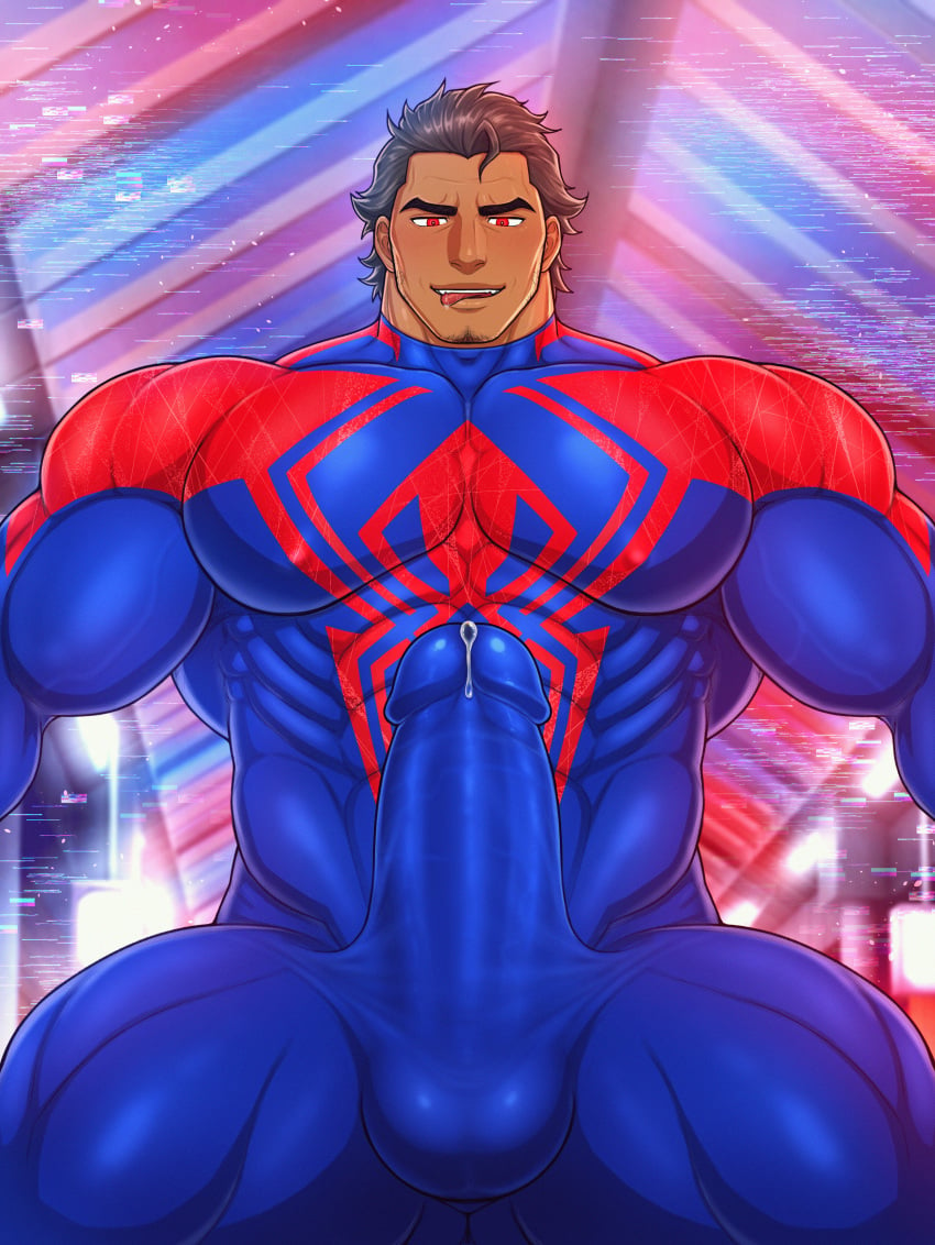 bara big_bulge bulge clothing erection_under_clothes male male_only marvel miguel_o'hara muscular_male penis_outline spider-man spider-man:_across_the_spider-verse spider-man_(series) spider-man_2099 tight_clothing toto_(artist)