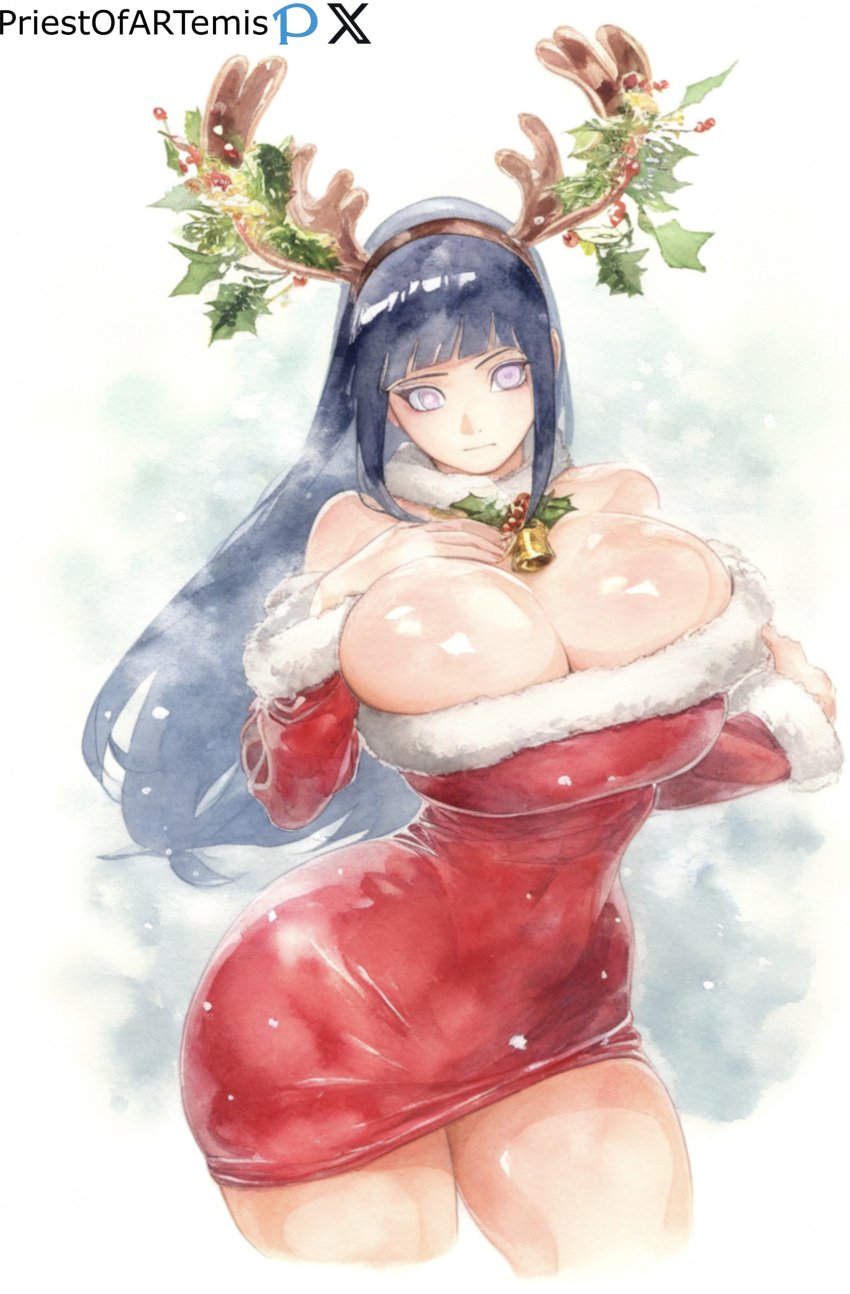 1girls ai_generated big_breasts black_hair byakugan christmas christmas_clothing christmas_outfit color curvy curvy_body curvy_female curvy_figure female female_focus female_only huge_breasts hyuuga_hinata large_breasts long_hair naruto naruto_(series) naruto_shippuden priestofart simple_background solo solo_female solo_focus straight_hair tagme tagme_(artist) tagme_(character) thick_thighs white_eyes wide_hips