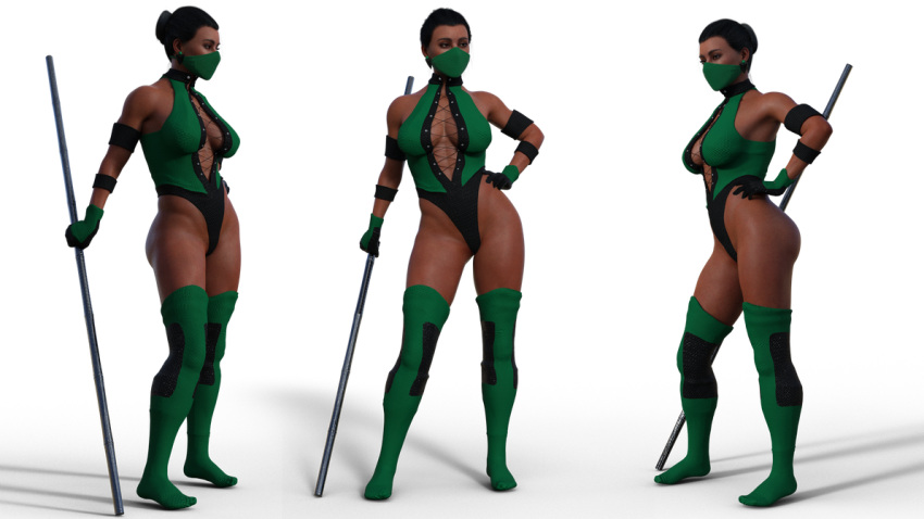 1girls 3d athletic athletic_female big_breasts black_hair bloodblade21 brown_body brown_skin buff cleavage dark-skinned_female dark_skin edenian fit fit_female huge_breasts human humanoid jade_(mortal_kombat) kunoichi large_breasts legs midway mortal_kombat mortal_kombat_3 netherrealm_studios ninja pose posing simple_background skimpy skimpy_clothes staff thick_legs thick_thighs toned toned_female top_heavy weapon wide_hips