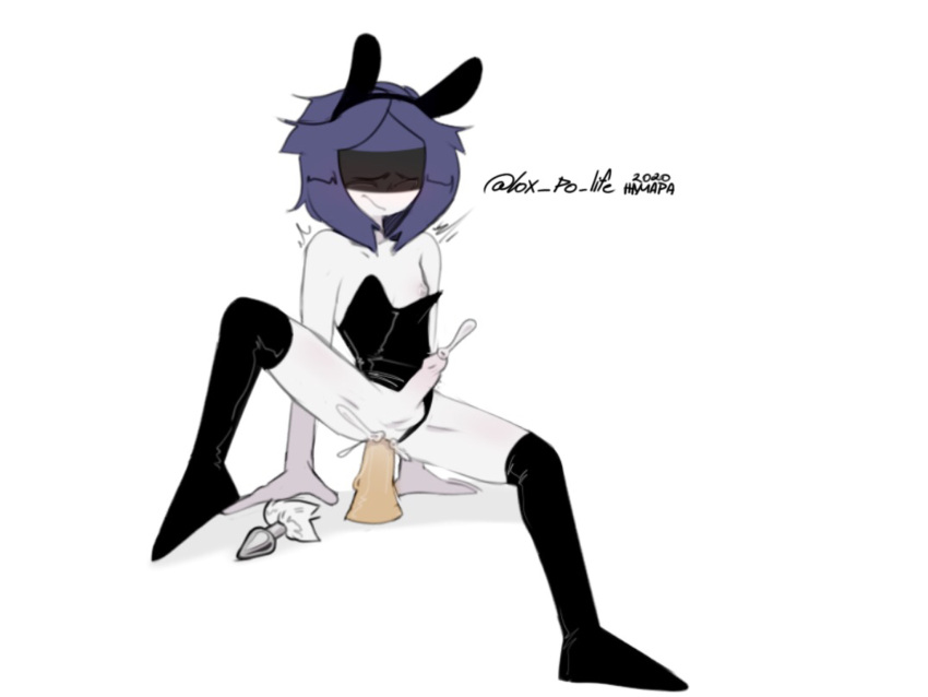 bunnysuit countryhumans crossdressing cumshot estonia_(countryhumans) femboy lox_po_life male_only overflow solo solo_male