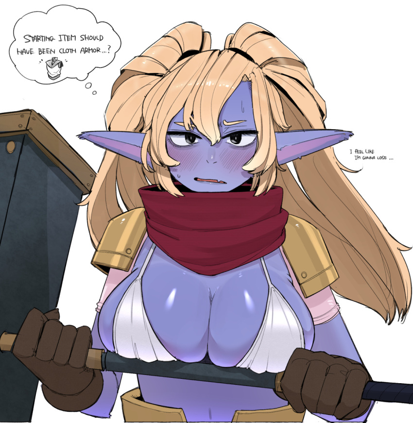 big_breasts blonde_female blue_skin breasts female league_of_legends ohasi poppy tagme unusual_skin_color yordle