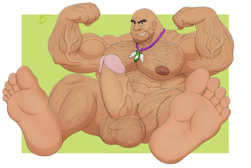 bald balls bandai_namco bara bayron_(artist) big_balls big_penis boner craig_marduk erection feet flexing gay hairy male male_only muscles muscular nude penis solo solo_male spread_legs tekken wrestler