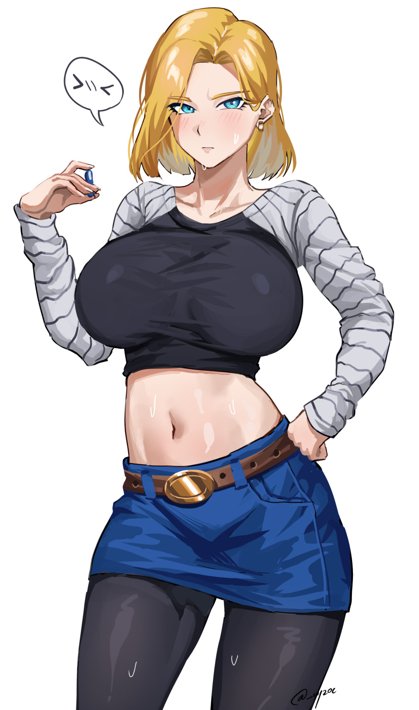 1girls alternate_version_available android_18 blonde blonde_hair blue_eyes cameltoe cleavage curvy dragon_ball erect_nipples female huge_areolae huge_ass huge_breasts puffy_nipples short_hair thick_lips uyzoc voluptuous wide_hips yellow_hair