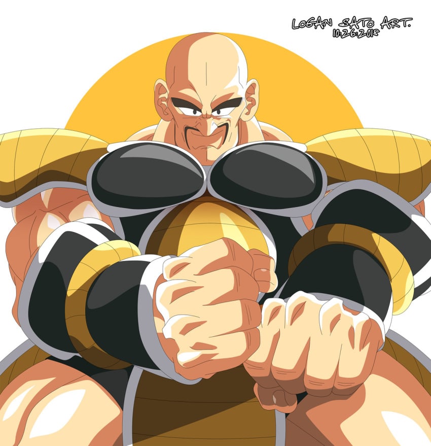 1boy dragon_ball dragon_ball_z fully_clothed logan_sato male male_only muscular_male nappa saiyan saiyan_armor saiyan_tail solo worm's-eye_view