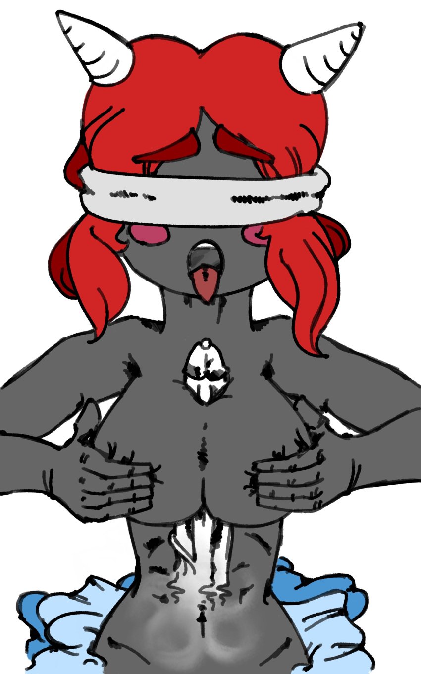 blindfold demon_girl drawn female lilith_(the_binding_of_isaac) paizuri penis red_hair succubus tagme the_binding_of_isaac titfuck titjob tits tongue_out