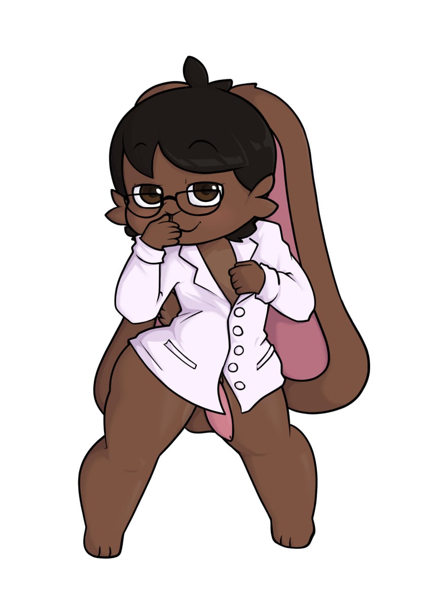 anthro blush bottomless clothed clothing dress_shirt hi_res lagomorph leporid male mammal partially_clothed rabbit razzybun shirt shirt_only short_stack shortstack solo solo_focus thick_thighs topwear topwear_only