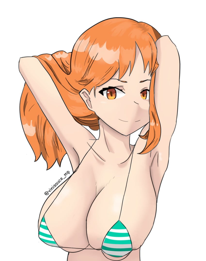 big_breasts bra breasts breasts_out female female_only nami nude one_piece oppai swimsuit vinisauce_mp