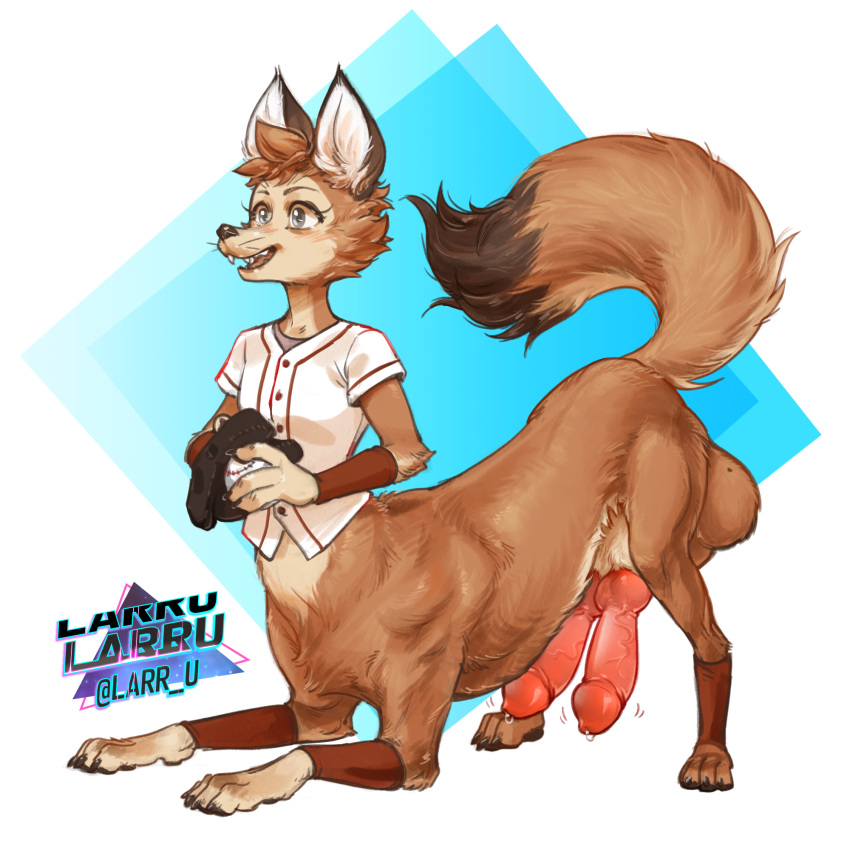 2_penises balls bottomless canid canid_taur canine canine_taur casual_exposure casual_nudity clothed clothing diphallia diphallism dixie_seterdahl fox fox_taur fur furry furry_only genitals hi_res larru-larru male male_only mammal mammal_taur multi_genitalia multi_penis penis solo sport tail taur topwear