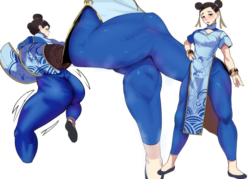 1girls asian asian_clothing asian_female ass big_ass blue_pants bottomwear breasts brown_hair capcom centvie chinese_clothes chun-li clothing eyeshadow female female_only footwear full_body fully_clothed hair hair_ornament hairbun huge_ass legs lips motion_lines pants pelvic_curtain solo solo_female street_fighter street_fighter_6 thick_lips thick_thighs thigh_focus thighs thunder_thighs topwear