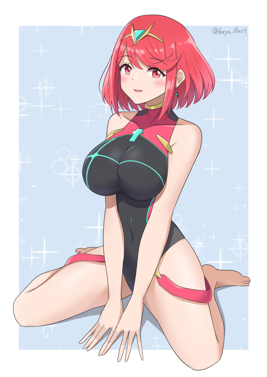 1girls 6oryo_illust breasts core_crystal female female_only looking_at_viewer nintendo pyra solo tagme xenoblade_(series) xenoblade_chronicles_2