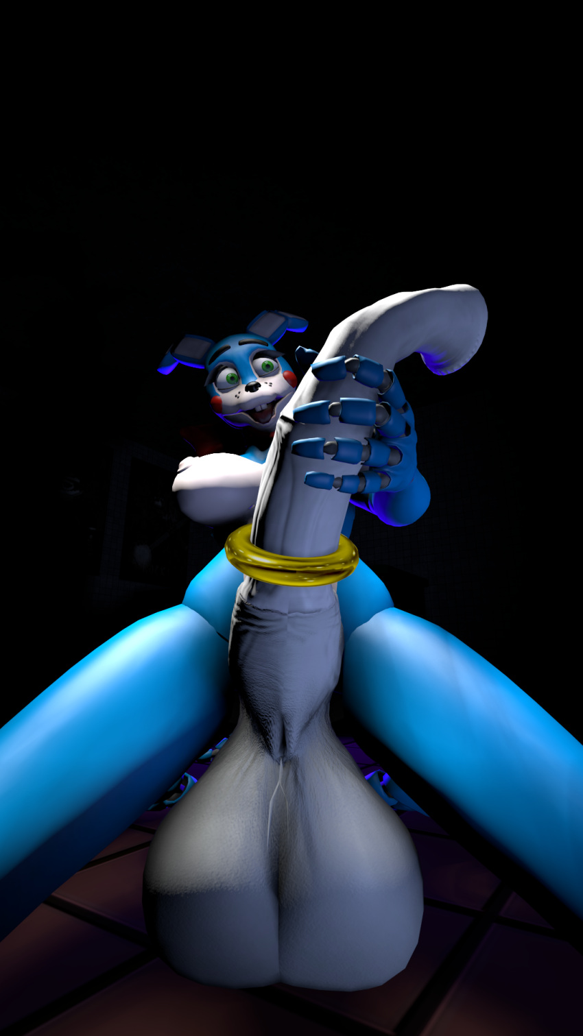 3d big_ass big_breasts big_penis bonnie_(fnaf) five_nights_at_freddy's five_nights_at_freddy's_2 futa_only futanari green_eyes horsecock horsecock_futanari jajager penis sfm smile source_filmmaker testicles toy_bonnie_(fnaf)