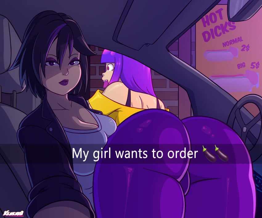 2022 2d 2girls artist_name asian ass ass_focus big_ass big_breasts big_hero_6 black_hair breast_press breasts cameltoe car car_interior cleavage clothed_female crossover dialogue disney english_text female female_only fully_clothed glitch_techs gogo_tomago he_wants_to_order hot_dog hotdogs human human_female human_only indoors kenergi light-skinned_female light_skin marvel meme miko_kubota multiple_girls nickelodeon no_sex not_porn phone phone_screen public purple_eyes purple_hair realistic_breast_size realistic_proportions red_eyes selfie shiny_skin skin_tight smooth_skin snapchat straight_hair taking_picture teenage_girl teenager teens text thick_thighs thighs two_tone_hair vehicle young_woman